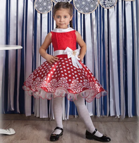 Детское нарядное платье, красное с белым горошком, Горох 
